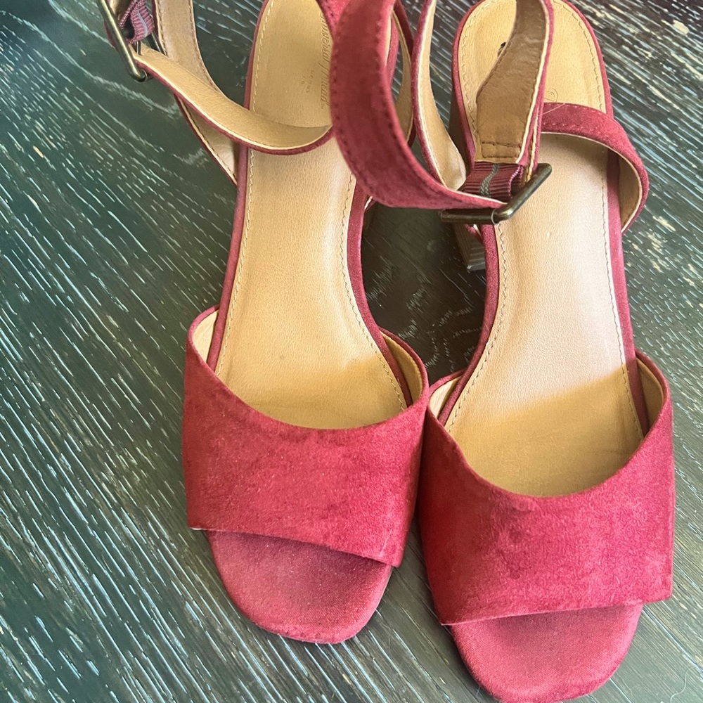Suede open toe sandal heels